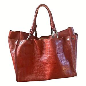 Chloe' Leather Tote, Red Gorgeous